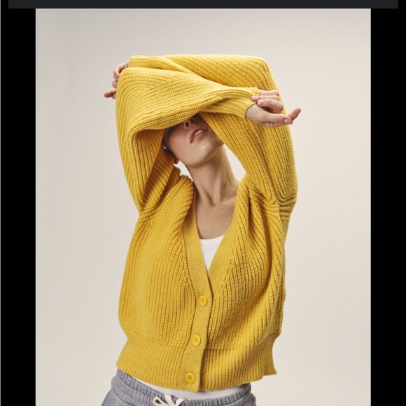 TNA Yellow Ribbed Cardigan - Picture 1 of 2